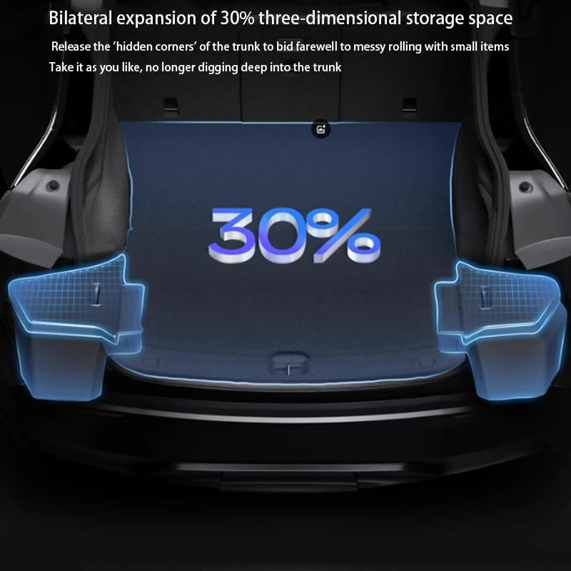 For Tesla Model Y Juniper 2025 TPE Rear Trunk Left Right Side Storage Box Tail Boot Organizer Partition Decoration Accessories