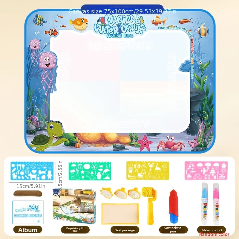 Magic Water Canvas with Pens Reusable Magic Water Drawing Mat for Children Educational Toys for Kids Christmas Gift
