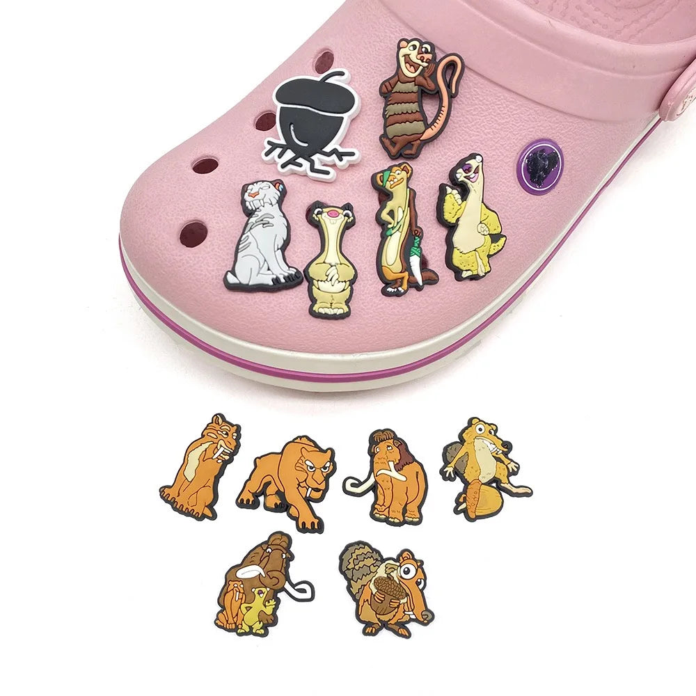 12-100Pcs Ice Age Shoe Charms Pin Cartoon Clog Sandal Accessories DIY Shoe Decoration Wristband Women Girl Party X-mas Gifts