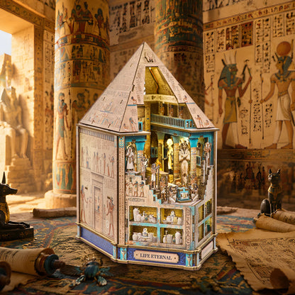 Book Nook Kit  3D Wooden Puzzle Egyptian Pharaoh MummyDIY Miniature Dollhouse Pyramid Model Building Home Decoration Gifts