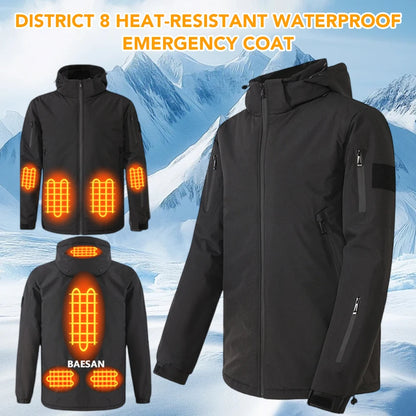 Intelligent Graphene Heating Jacket 8 Area USB Electric Heated Hooded Coat Washable for Men Winter Outdoor Sport Thermal Coat
