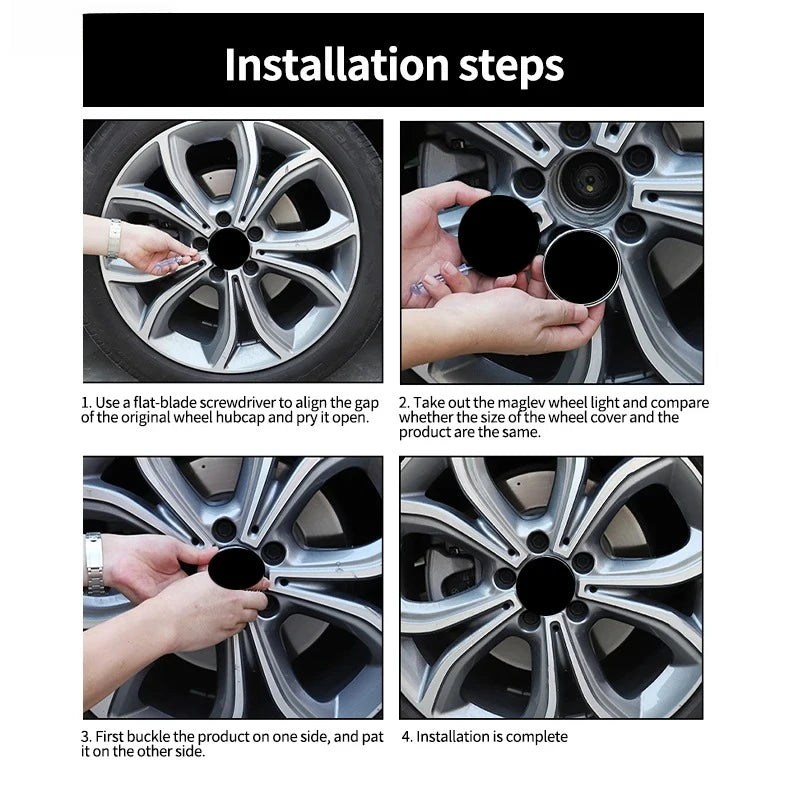 4pcs Magnetic Floating LED Wheel Hub Light Self Generating Center Cap Car Atmosphere Decorative Lamp Auto Wheel Accessories