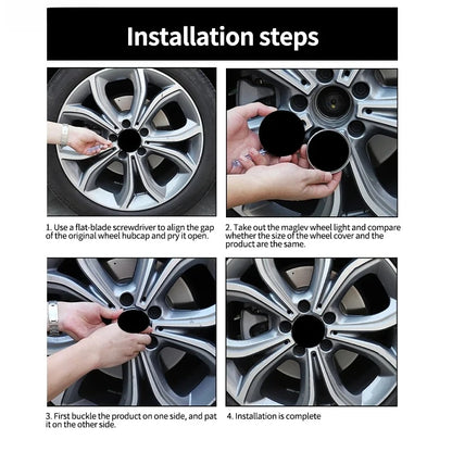 4pcs Magnetic Floating LED Wheel Hub Light Self Generating Center Cap Car Atmosphere Decorative Lamp Auto Wheel Accessories