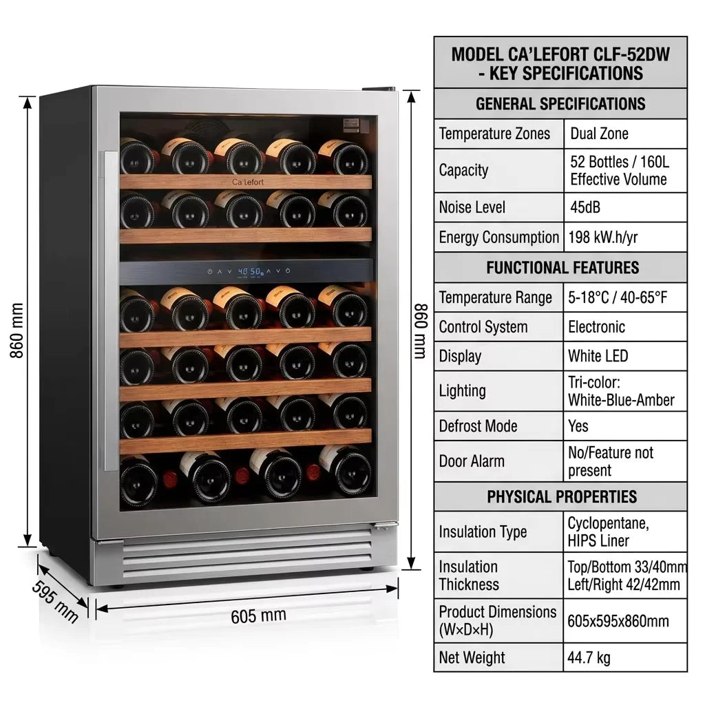 160L Wine Cooler Refrigerator 54 Bottles Refrigerator Cabinet with Digital Control and Removable Shelves