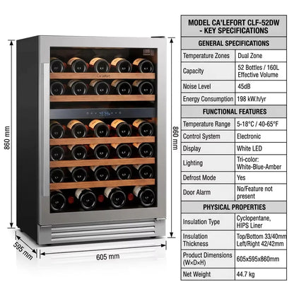 160L Wine Cooler Refrigerator 54 Bottles Refrigerator Cabinet with Digital Control and Removable Shelves