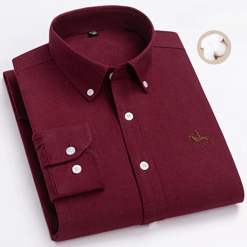 Plus Size 6XL 100% Cotton Long-Sleeve Shirts for Men Oxford Slim Fit Formal Shirt Without Pocket White Office Elegant Clothes