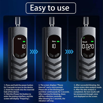 Digital Alcohol Tester Professional Alcohol Detector Breathalyzer , LCD Display Drunk Driving Test for Home