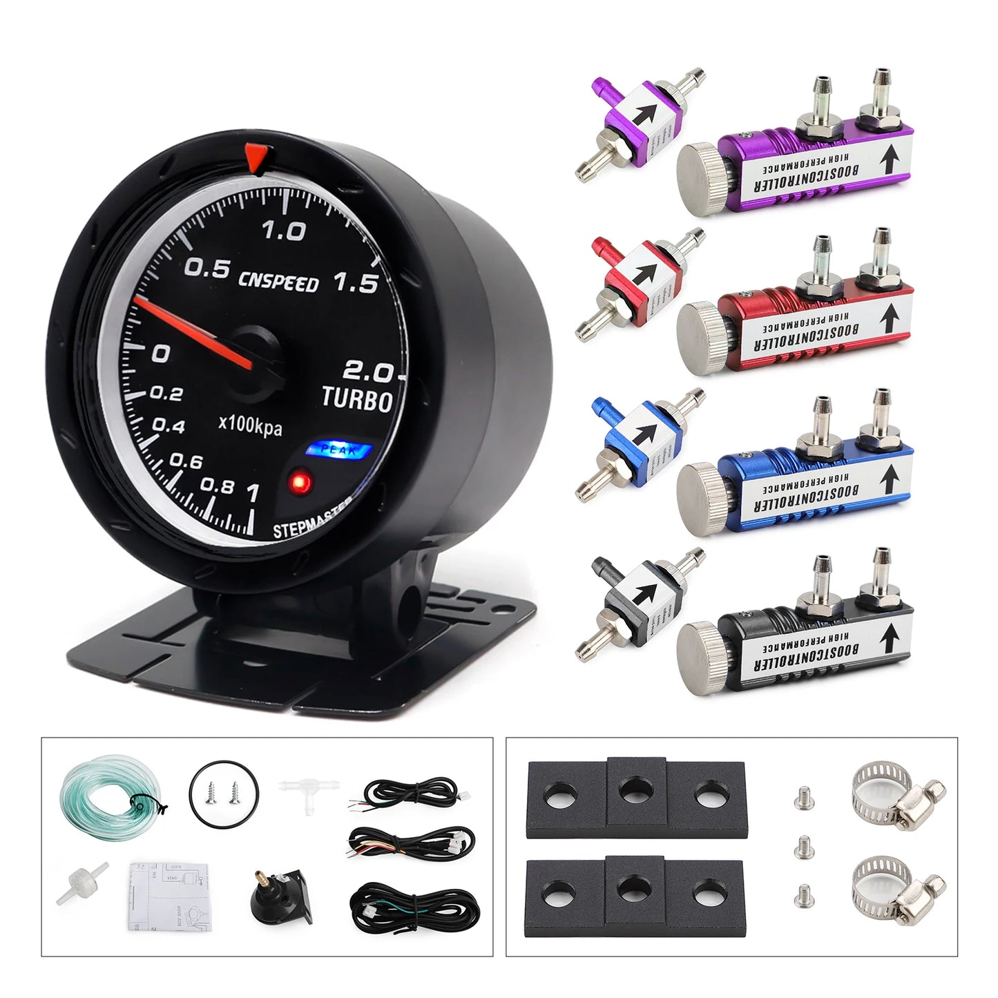 CNSPEED 60MM Car Turbo Boost gauge + Adjustable Turbo Boost Controller Kit 1-30 PSI IN-CABIN Car Gauge Car Meter
