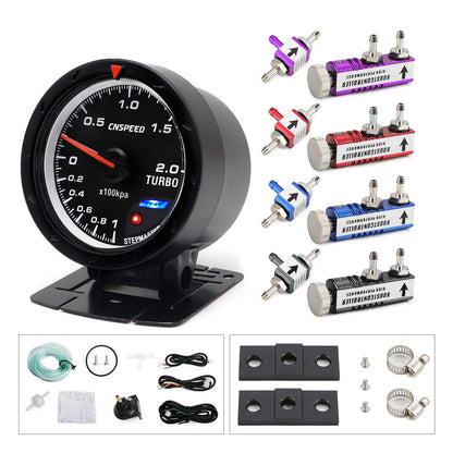 CNSPEED 60MM Car Turbo Boost gauge + Adjustable Turbo Boost Controller Kit 1-30 PSI IN-CABIN Car Gauge Car Meter