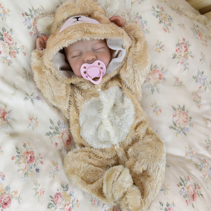 18-inch Rebirth Baby Doll 46cm Vinyl Realistic Sleep Newborn Dolls, Cute Bear Clothes, Children's Birthday Gift