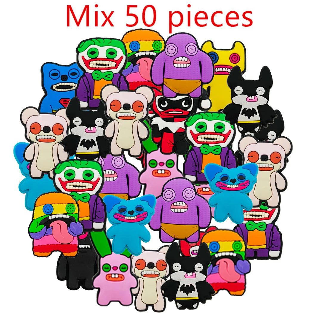 12-100Pcs Fuggler Teeth Monster Shoe Charms Pin for Clog Sandal Accessories DIY Shoe Decoration Wristband Kids Party X-mas Gifts