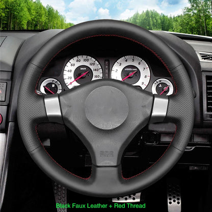Black Faux Leather Car Steering Wheel Cover For Nissan 200SX S15 Silvia Skyline R34 GTR GT-R 1998 1999 2000 2001 2002