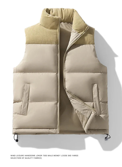 2025 Men's Vests Loose Casual Sleeveless Jacket Zipper Vests Clothes Men Vest Jackets Thick Vests Male Cotton-Padded Coats