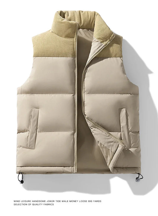 2025 Men's Vests Loose Casual Sleeveless Jacket Zipper Vests Clothes Men Vest Jackets Thick Vests Male Cotton-Padded Coats