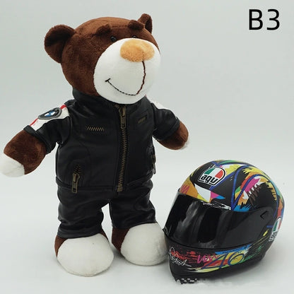 Kawaii helmet and teddy bear motorcycle decorations cute anime filled soft plush toys as gifts for friends during holidays