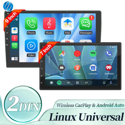 HIPPCRON 2Din 7"/ 9" Car Radio Android Multimedia Video Player Wireless Carplay Android auto Universal LINUX System Touch Screen