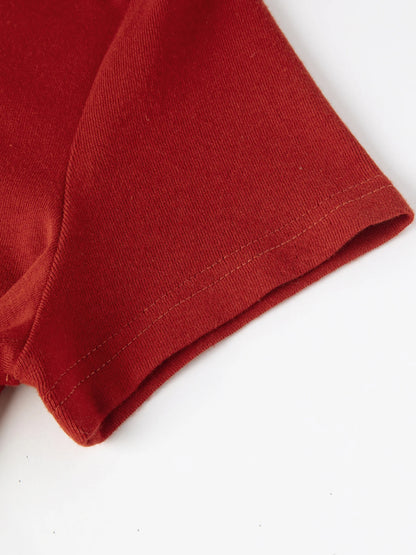 ZIQIAO Elastic Solid Basics Short-sleeved Slim-fit Knit T-shirt for Women New Summer 2026 Design Red Top Daily BF
