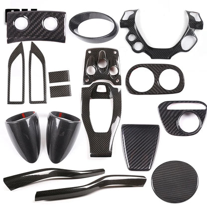 For Ferrari 458 2011-2016 black Real Carbon Fiber Car Gear Shift Window Control Panel Steering wheel Sticker Auto Accessories