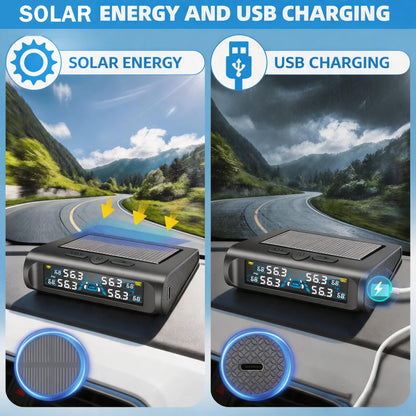 YNF Tire Pressure Monitor: 4 external sensors compatible Real-time tire pressure Temperature monitoring Non-destructive installa