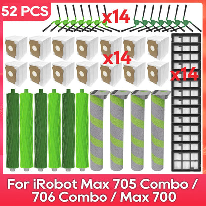 Fit For ( iRobot Romba Max 705 Combo / 706 Combo / Max 700 Series Combo ) Main Side Brush, Filter, Roller Mop, Dust Bag Part