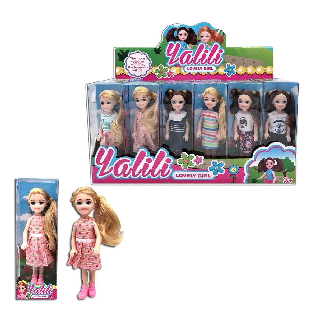 random 3 pcs/set 5 inch mini doll cute face kawaii doll body with colorful box christmas birthay gift kids toys