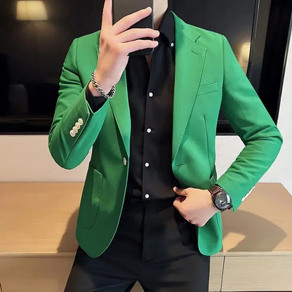 Party Yellow Male Blazer Coat Short Cropped Men's Suit Jackets Vintage Fashion 2025 Korean Style Clothes Fashionable Spring New