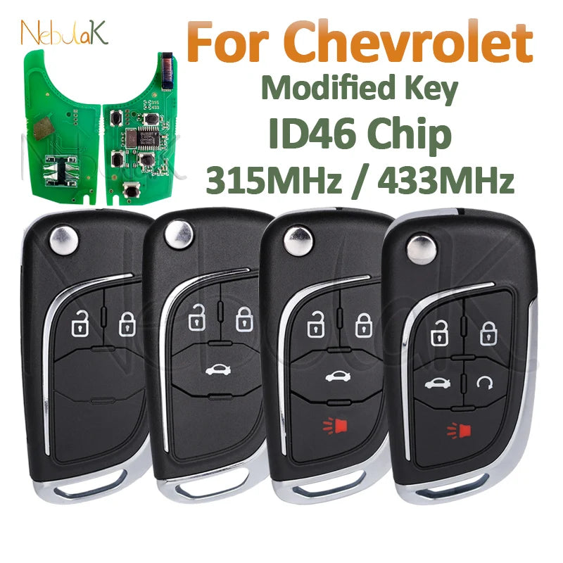 NOT Smart Modified Folding Key For Chevrolet Camaro Impala Malibu Sonic Volt Spark Equinox Cruze Epica Lova ID46 Chip 315/433Mhz