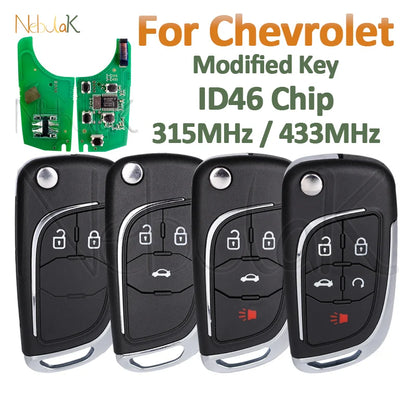 NOT Smart Modified Folding Key For Chevrolet Camaro Impala Malibu Sonic Volt Spark Equinox Cruze Epica Lova ID46 Chip 315/433Mhz