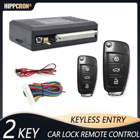 HIPPCRON Car Auto Remote Central Kit Door Lock Vehicle Keyless Entry System with 2 Remote Control Car Central Lock 12V Universal