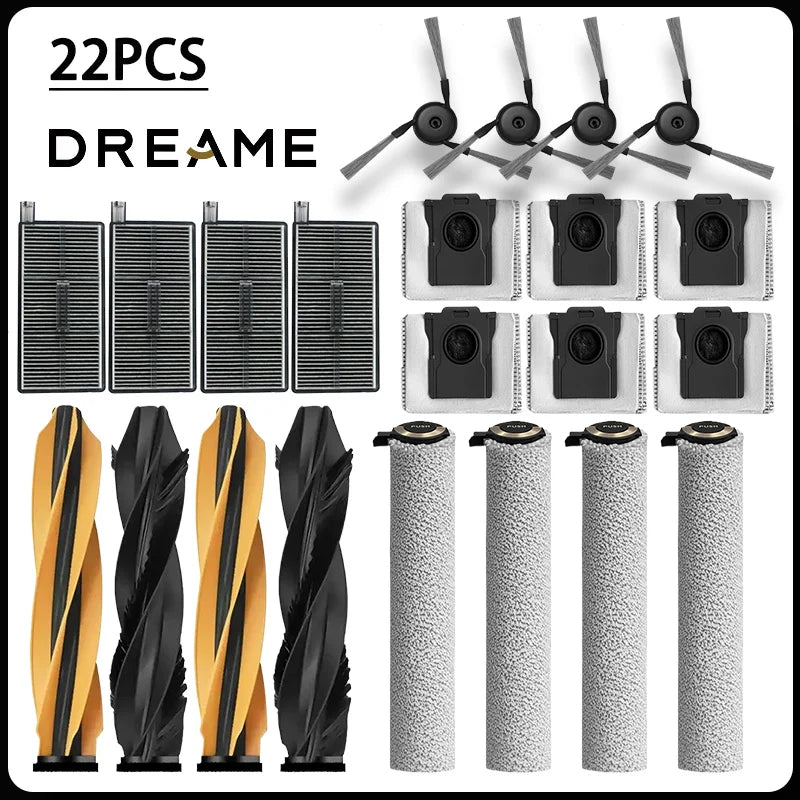 Dreame Aqua 10 roller/Aqua 10 Pro roller/Aqua 10 Ultra roller accessories:main brush,side brush,filter,dust collection bag