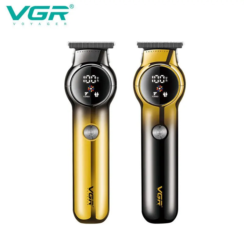 VGR 989 Men's Hair Clipper Gradient Color Body Hair Trimmer USB Dual Use Pusher Powerful LED Intelligent Digital Display Pusher