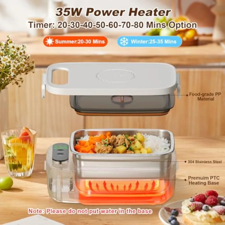 Cordless Electric Lunch Box for Adults, 1000 ml Food Container, 14000mAh Rechargeable Battery, Heated Lunch Box, Portable Self-