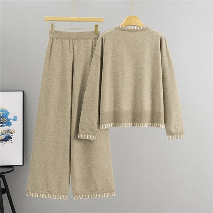 Loose Casual Knitted round Neck Sweater And Pants Set Women's Fashion Autumn Collection Online Exclusive Comfortable Fit