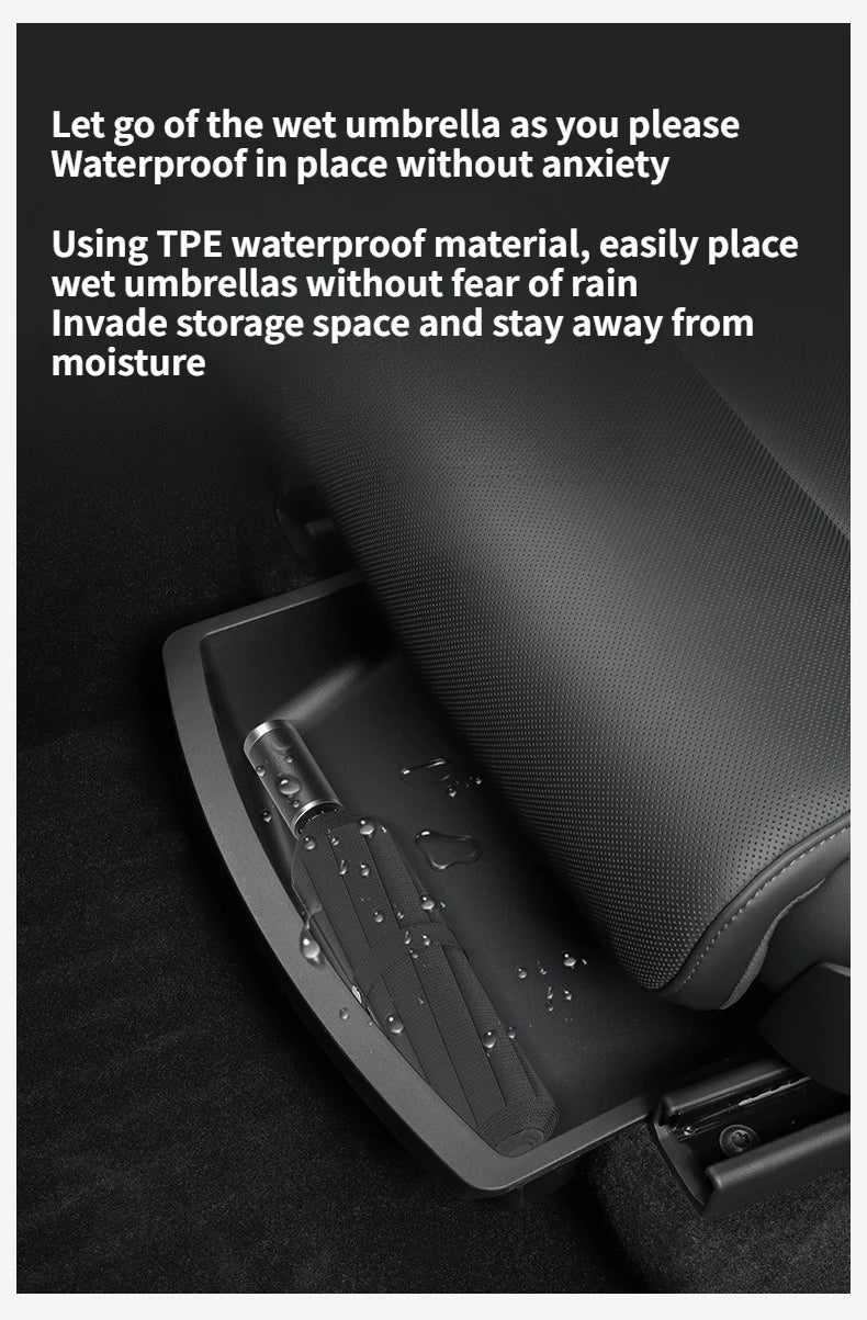 Under Seat Storage Box For Tesla Model YL 2025-2026 TPE Drawer Front Under Seat Organizer Trash Can Car Interior Accessories ﻿