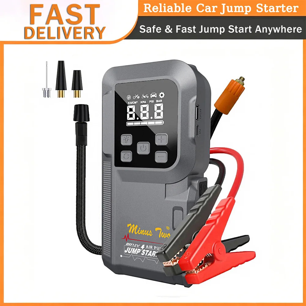 2000A 180Psi Car Emergency Multifunction 12v Battery Booster Tire Inflator Super Compressor Jump Starter Power Bank Air Pump