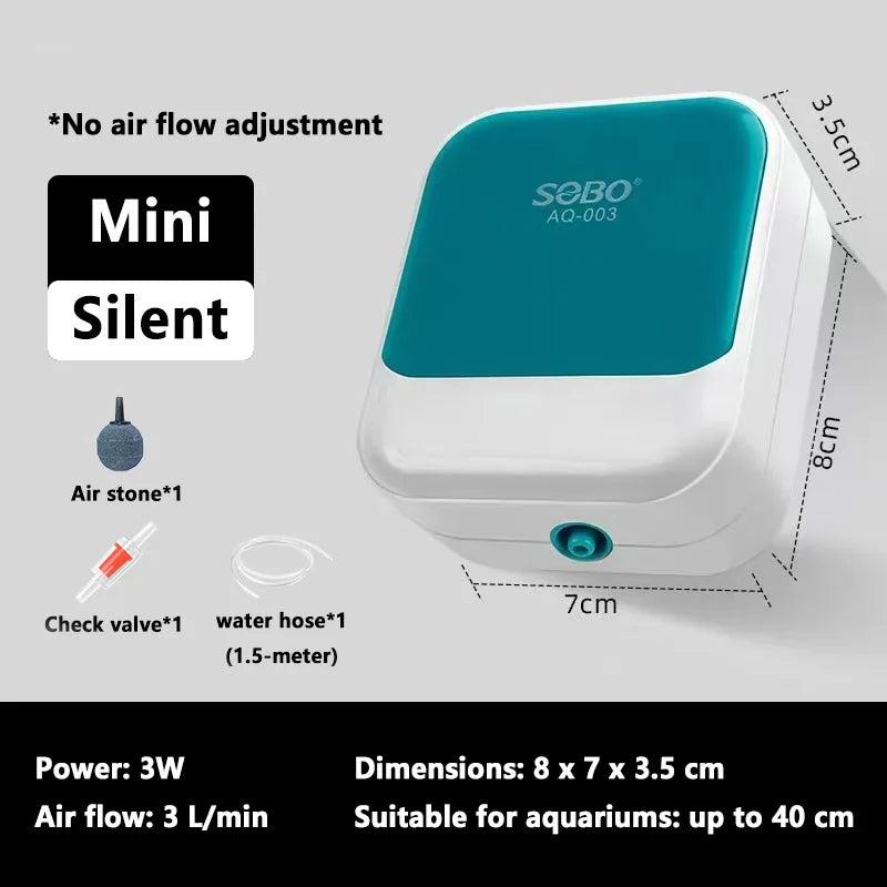 SOBO Aquarium Oxygen Air Pump Fish Tank Adjustable Air Volume High Power Oxygenator Air Compressor Aerator 220v