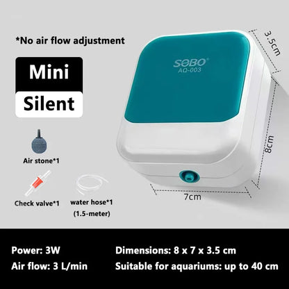 SOBO Aquarium Oxygen Air Pump Fish Tank Adjustable Air Volume High Power Oxygenator Air Compressor Aerator 220v