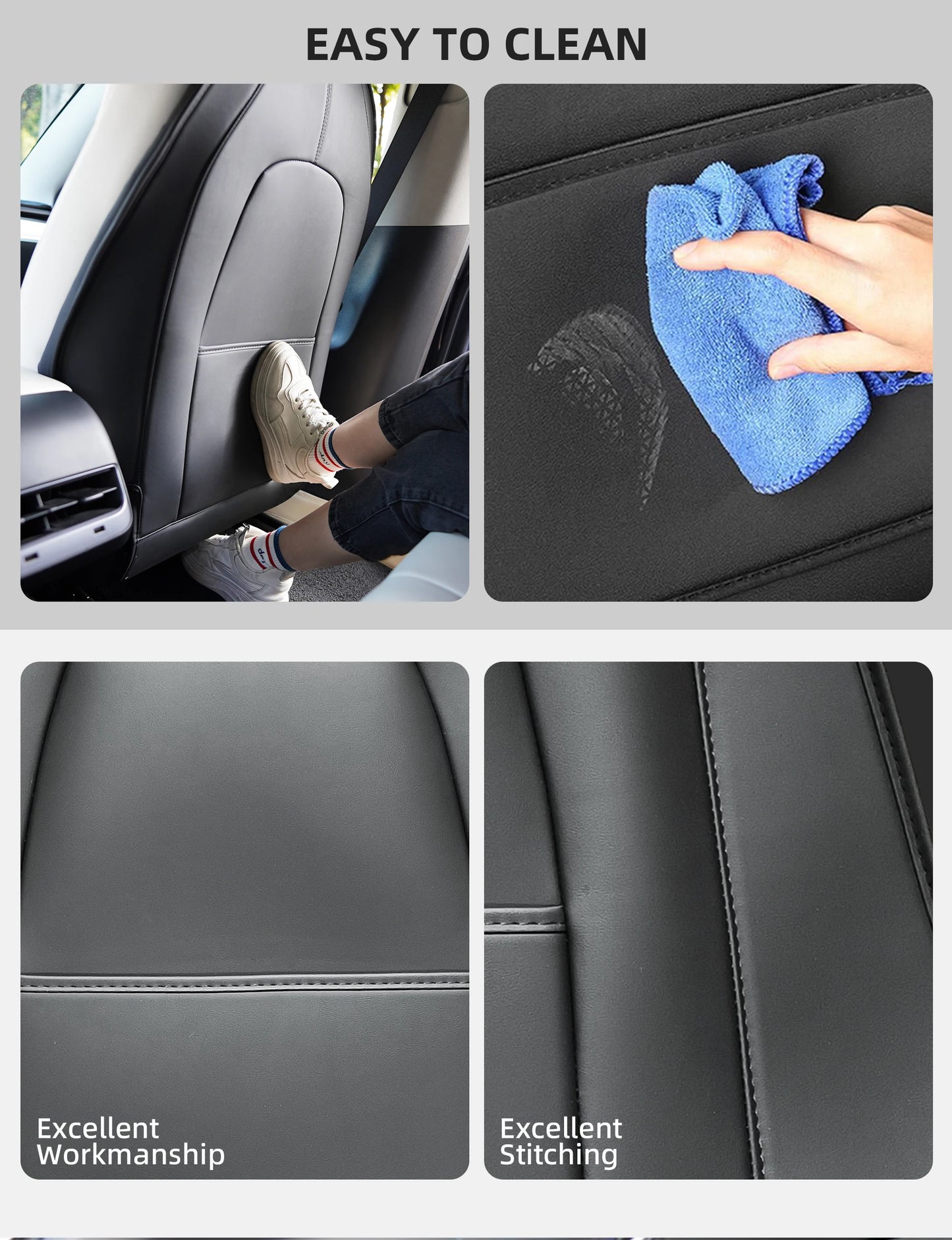 For Tesla Model 3 Model Y Seat Back Kick Protector Backseat Kick Mats for Kids Extra Organizer Pocket
