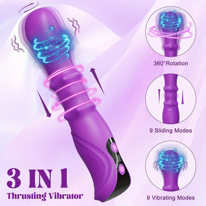 3 in 1 Thrusting Rotating Vibrator Clitoris Massager Telescopic G Spot Stimulator Women Dildo Adult Sex Toys Female Masturbator