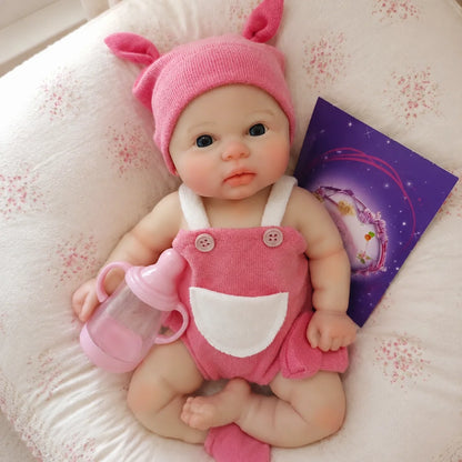 1PCS/2 Styles 13 Inch Cute bebê reborn de silicone sólido Dolls With Open Mouth & Painted Skin Soft & Washable Newborn Doll