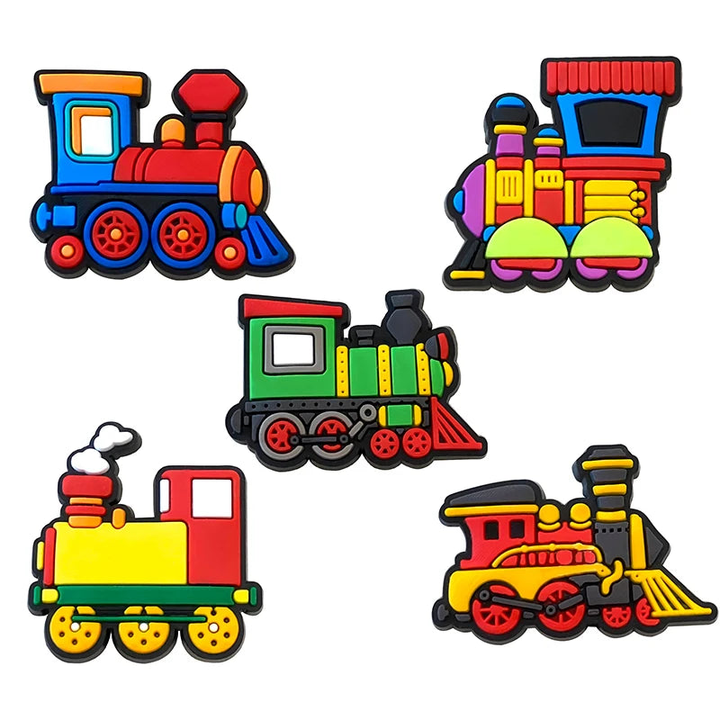 Cute little train Good Quality Shoes Charms 5-100PCS PVC DIY Shoe bag Accessories For enthusiasts Wristband Kids Party Gifts