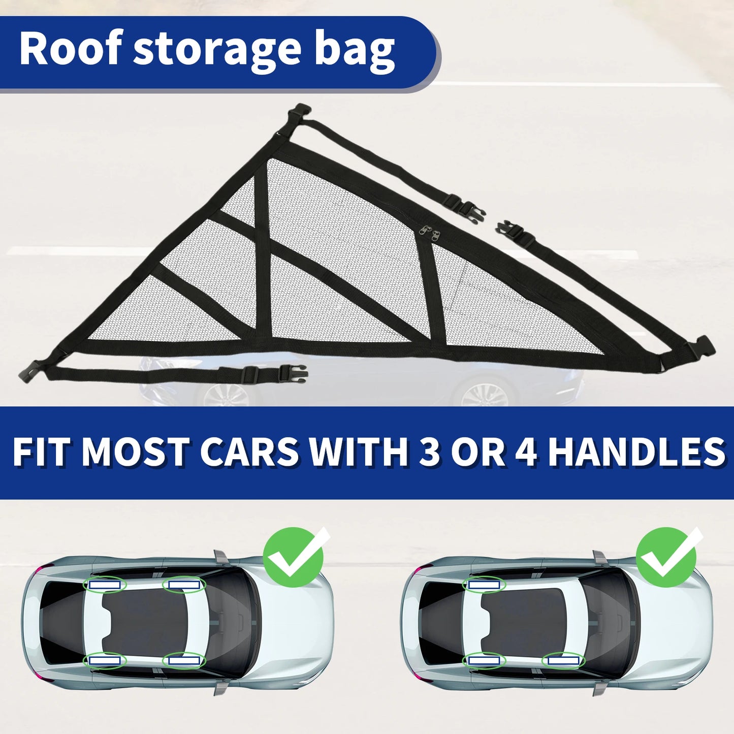 Car Ceiling Cargo Net Strong Load-Bearing Mesh Car Roof Storage Organizer Large Capacity Space Saving Car Ceiling Net Storage
