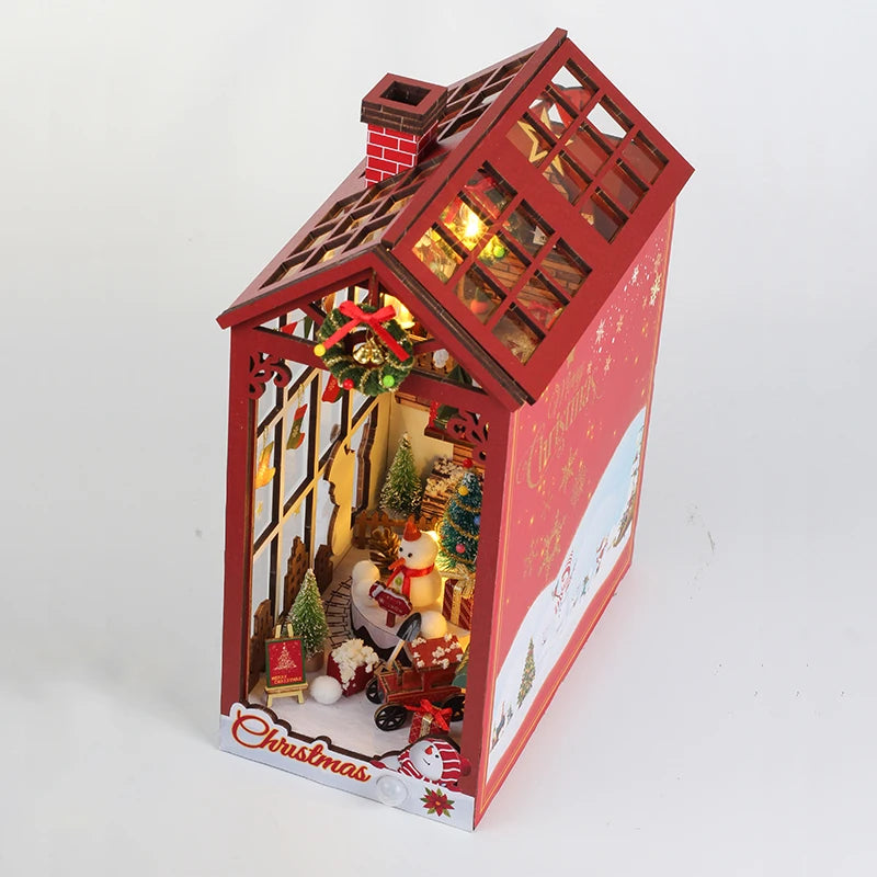 DIY Book Nook Kit Miniature Dollhouse Kit For Adult and Teens Christmas Gift Booknook Bookend Alley Model Build with Dust Cover