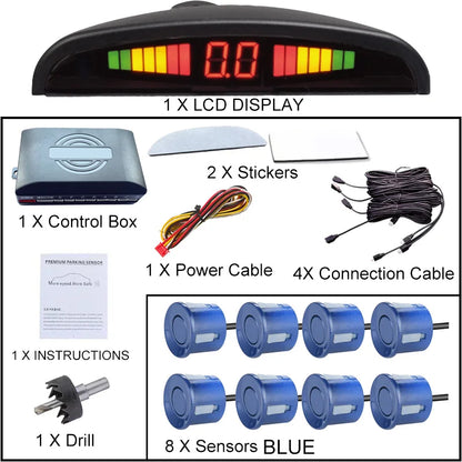8 Parking Sensors Car Reverse Radar LED Display Buzzer Reverse Assist System Rear Detection Kit