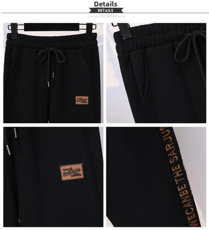 Thickened Fleece Cotton Harlan Pants Women's Casual Sports Sweatpants High Waist Elastic Bottom Leisure Trousers for All Seasons