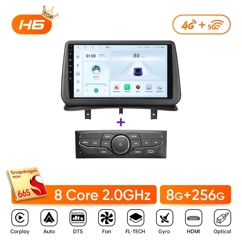 Ainavi Car Radio for Renault Clio 3 2005-2014 Wireless CarPlay Android Auto 4G Multimedia Player Navigation GPS 2din Autoradio