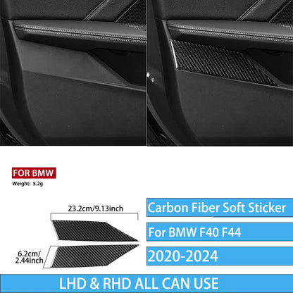 Real Carbon Fiber Car Accessories Black Trim Cover Soft Sticker For BMW 1/2 Series F40 F44 2020 2021 2022 2023 2024