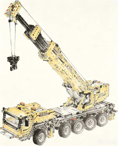 2606pcs Classic Engineering Vehicle Motor Power Mobile Crane Mk II Fit 90004 Model Building Blocks Kits Toys Birthday Gifts