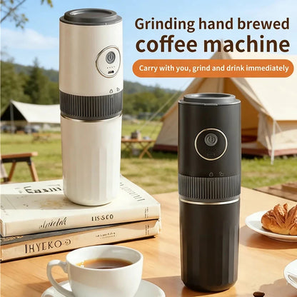 2-in-1 Portable Wireless Outdoor Camping Coffee Machine - Bean Grinding & Hand Brewing Portable Coffee Maker