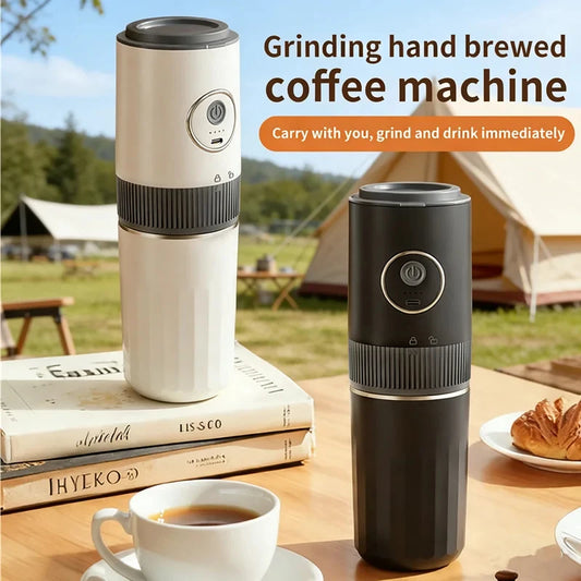 2-in-1 Portable Wireless Outdoor Camping Coffee Machine - Bean Grinding & Hand Brewing Portable Coffee Maker